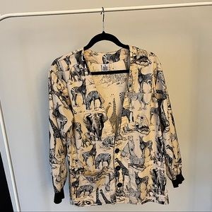 Safari Animal Cinched Sleeve Top